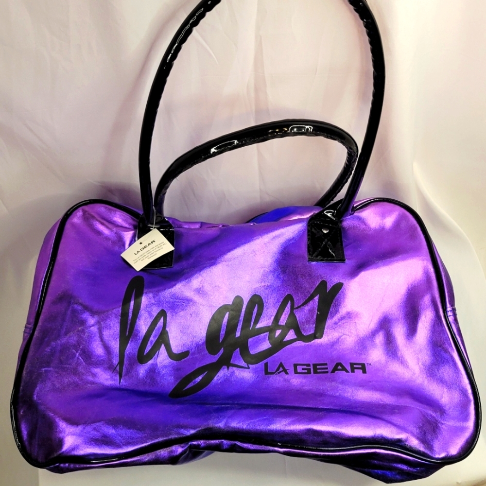 LA GEAR metallic purple duffle bag